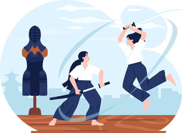 Kendo martial art  Illustration