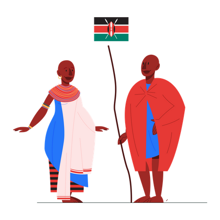 Kenya citizen in national costume  Illustration