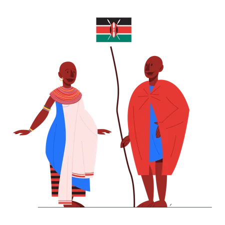 Citoyen du Kenya en costume national  Illustration