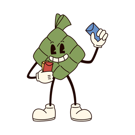 Ketupat holding envelope  Illustration