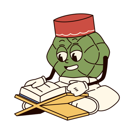 Ketupat  Reading Quran  Illustration