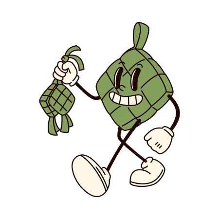 Ketupat walking with Ketupat  Illustration