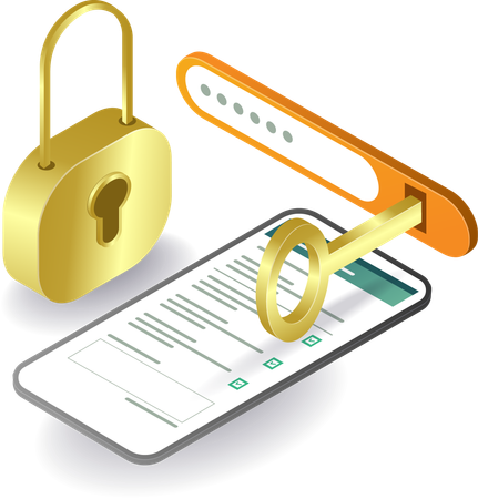 Key of smartphone technology security  Illustration