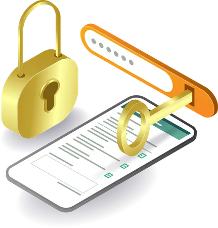 Key of smartphone technology security  Illustration