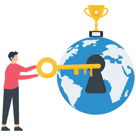 Key to success global business  Illustration