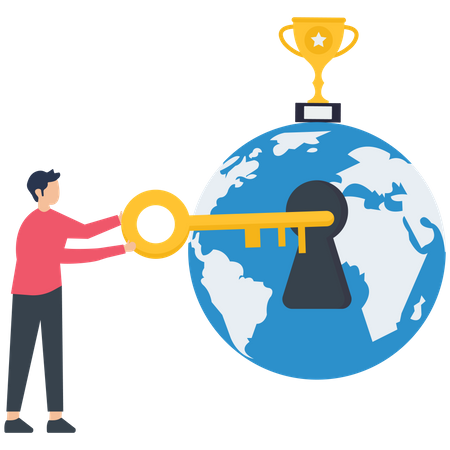 Key to success global business  Illustration