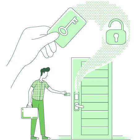 Keycard lock smart technology  Illustration