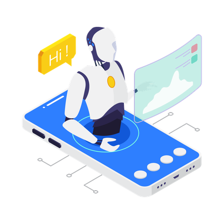 KI auf dem mobilen Bildschirm  Illustration