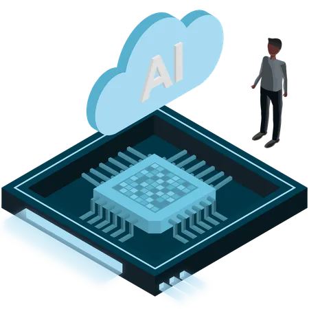 KI-Cloud-Prozessorchip  Illustration