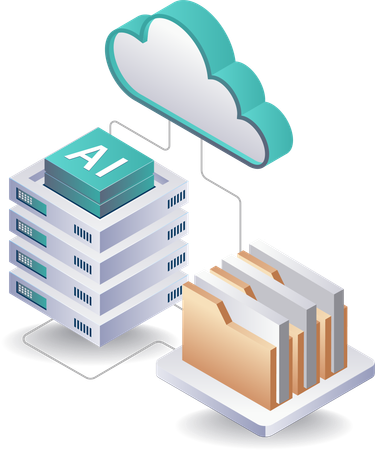 KI-Datenbankverwaltung in der Cloud-Server-Technologie  Illustration