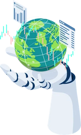 KI-Analyse künstlicher Intelligenz – Börsendaten aus aller Welt  Illustration