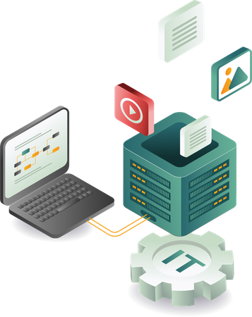 KI-Server, digitale Welttechnologie  Illustration