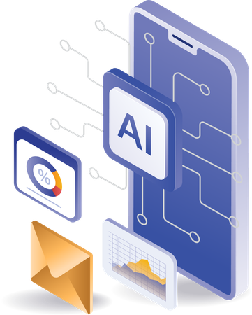 Smartphone-Anwendung mit KI-Technologie  Illustration