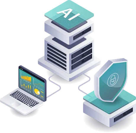 KI-Technologien für die Datenanalyse in Servertechnologien  Illustration