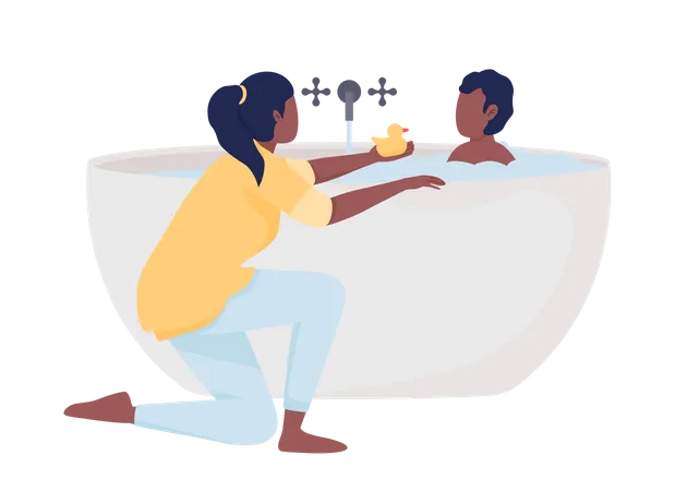 Kid Bathing Time  Illustration