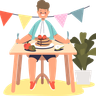 child eating tasty food illustration