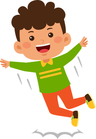 Kid Boy flying in air  Illustration