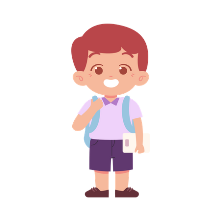 Kid Boy Get Ready For Going To School  Illustration