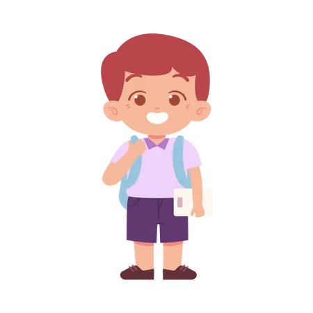 Kid Boy Get Ready For Going To School  Illustration