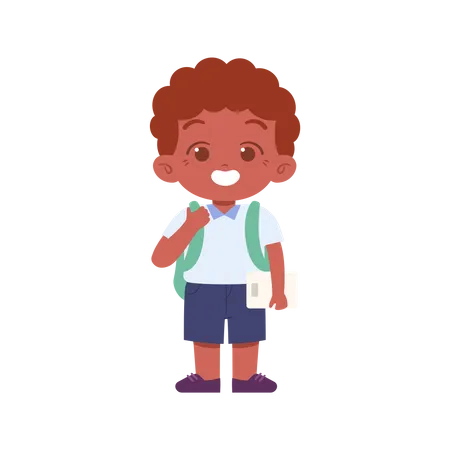 Kid Boy Get Ready For Going To School  Illustration