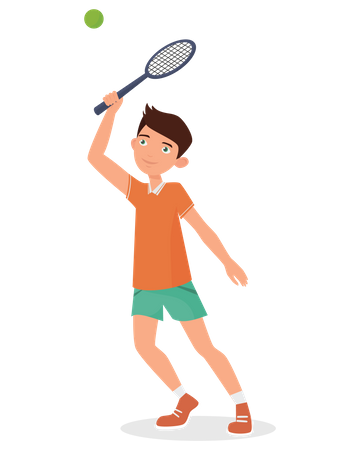 Kid Boy playing tennis  Illustration