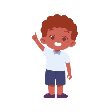 Kid Boy Raising His Left Hand  Illustration