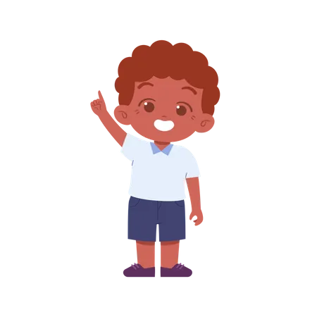 Kid Boy Raising His Left Hand  Illustration