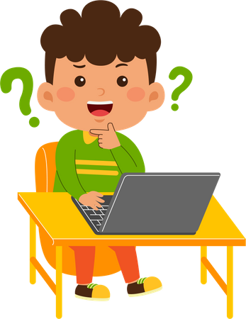 Kid boy use laptop  Illustration