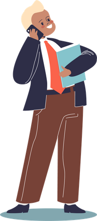 Kid businessman holding document folder  Illustration