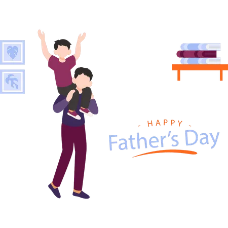 Kid celebrating Father's Day  Illustration