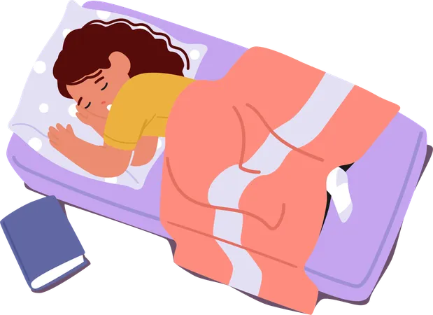 Kid Character Sleeping in Elementary Class  Illustration