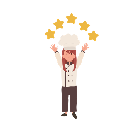 Kid Chef with 5 Stars  Illustration
