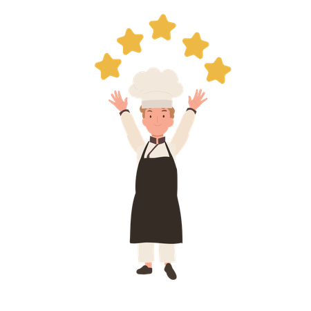 Kid Chef with 5 Stars  Illustration