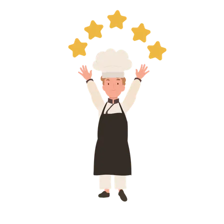 Kid Chef with 5 Stars  Illustration