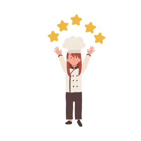 Kid Chef with 5 Stars  Illustration