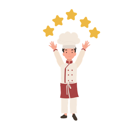 Kid Chef with 5 Stars rating  Illustration