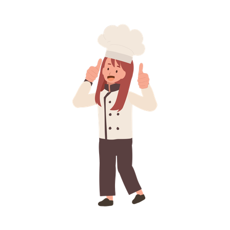 Kid Chef with Thumbs Up Gesture  Illustration