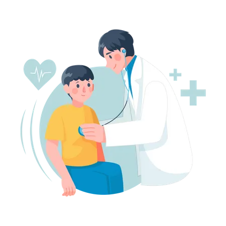 Kid Consultation with Doctor Illustration