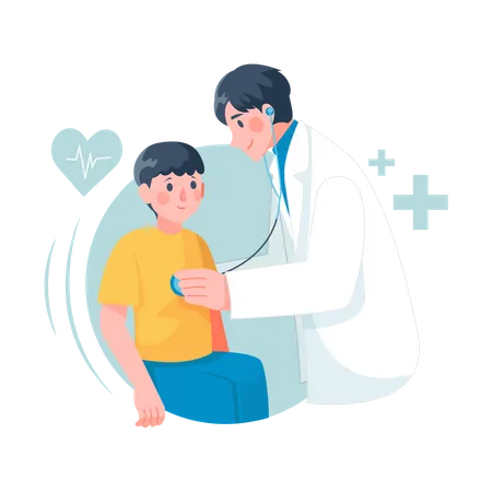 Kid Consultation with Doctor  Illustration