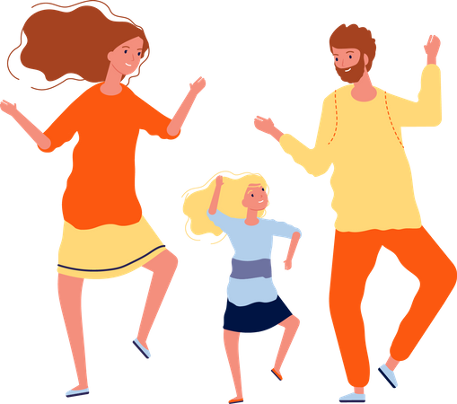 Kid dancing with parents Illustration