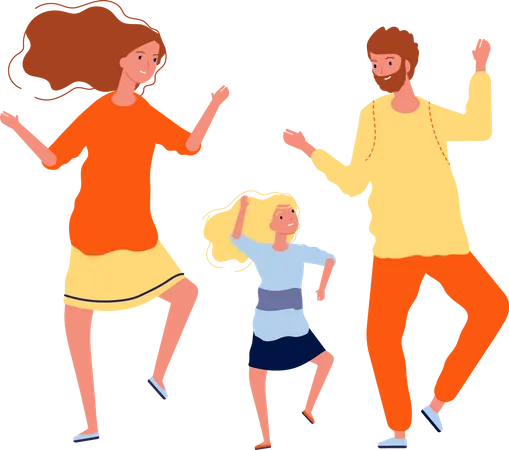 Kid dancing with parents Illustration