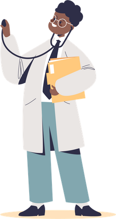 Kid doctor holding stethoscope  Illustration
