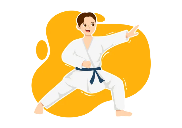 Kid doing karate  Illustration