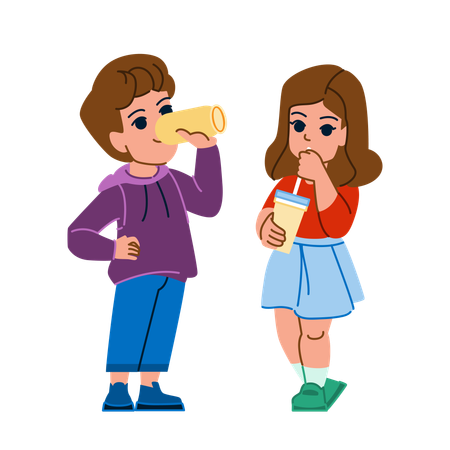 Kid drink juice  Illustration