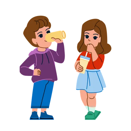 Drink Kid Vector Child Girl Glass Healthy Happy Little Water Boy Cute Lifestyle Person Food Drink Kid Character People Flat Cartoon Illustration Illustration