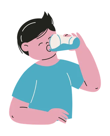 Kid Drinking Water  Illustration