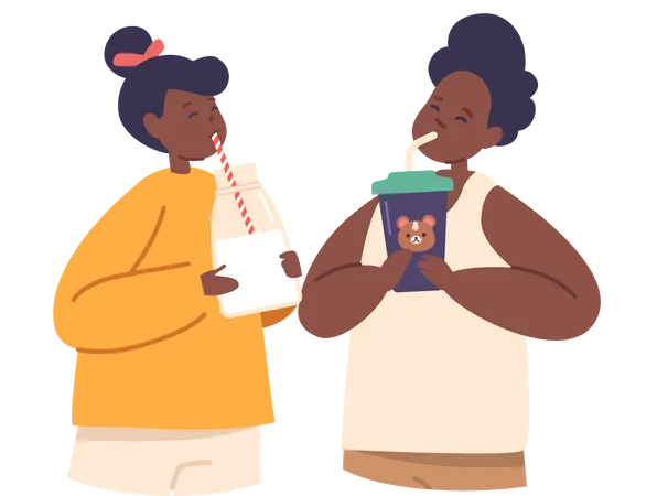 Kid Drinking Water  Illustration