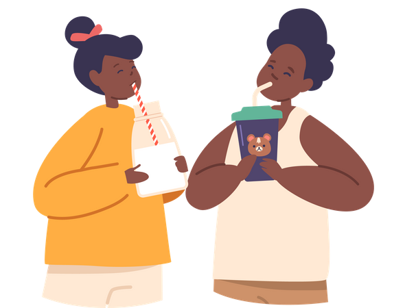 Kid Drinking Water  Illustration