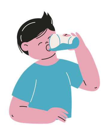 Kid Drinking Water  Illustration