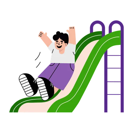 Kid enjoying slide  Illustration